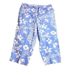 Lauren Ralph Lauren Women Size 16W Floral Pants Blue Pockets Cot NWT $85 RN54050